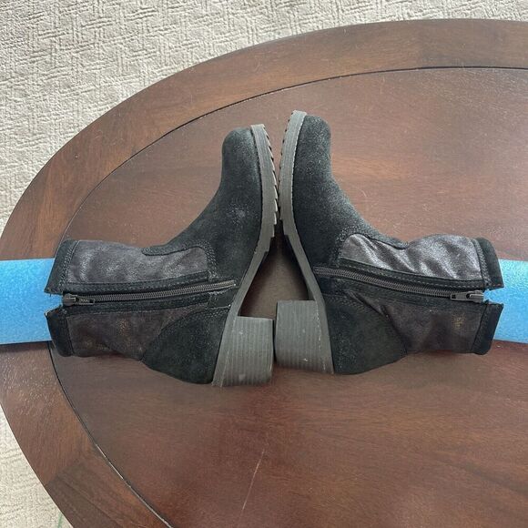 Naturalizer Suede Leather Boots 7.5 Black Faux Fur Lining Round Toe Double Zip - Picture 6 of 11